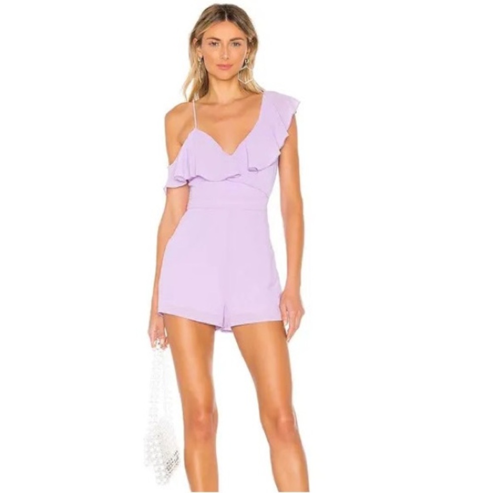 superdown Lilac Ruffle One-Shoulder Romper